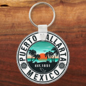 Puerto Vallarta Mexico Retro Sunset Souvenirs 60s Sleutelhanger (Achterkant)