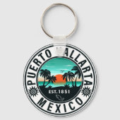 Puerto Vallarta Mexico Retro Sunset Souvenirs 60s Sleutelhanger (Achterkant)