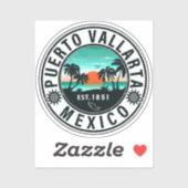 Puerto Vallarta Mexico Retro Sunset Souvenirs 60s Sticker (Vel)