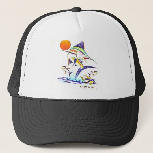 Puerto Vallarta Mexico Sailfish Mesh Trucker Hat Trucker Pet (Voorkant)