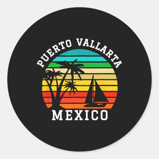 Puerto Vallarta Mexico Shirt Matching Family Vacat Ronde Sticker (Voorkant)