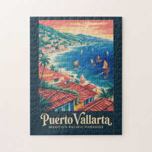 Puerto Vallarta Mexico Strand Illustratie Reis Legpuzzel