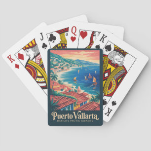 Puerto Vallarta Mexico Strand Illustratie Reis Pokerkaarten