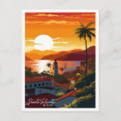 Puerto Vallarta Mexico vintage reisillustratie Briefkaart (Voorkant)