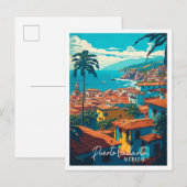 Puerto Vallarta Mexico vintage reisillustratie Briefkaart (Voorkant / Achterkant)