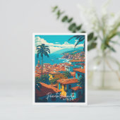 Puerto Vallarta Mexico vintage reisillustratie Briefkaart (Staand voorkant)