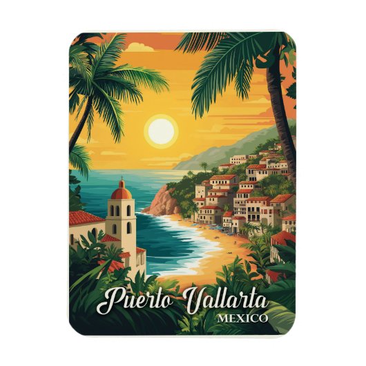 Puerto Vallarta Mexico Vintage Reizen Magneet (Verticaal)