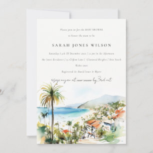 Puerto Vallarta Mexico Watercolor Baby Shower Kaart