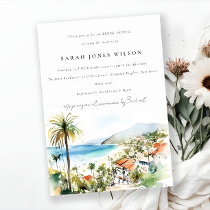 Puerto Vallarta Mexico Watercolor Bruidsfeest Kaart