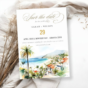 Puerto Vallarta Mexico Watercolor Landschap Bruilo Save The Date