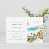 Puerto Vallarta Mexico Watercolor Rehearsal Dinner Kaart (Staand voorkant)