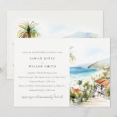 Puerto Vallarta Mexico Watercolor Rehearsal Dinner Kaart (Voorkant / Achterkant)