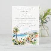 Puerto Vallarta Mexico Watercolor scape Engagement Kaart (Staand voorkant)