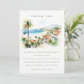 Puerto Vallarta Mexico Watercolor scape Wedding Bedankkaart (Staand voorkant)