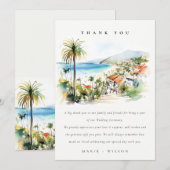 Puerto Vallarta Mexico Watercolor scape Wedding Bedankkaart (Voorkant / Achterkant)