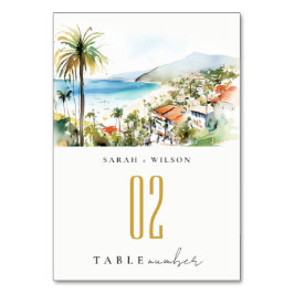 Puerto Vallarta Mexico Watercolor scape Wedding Kaart