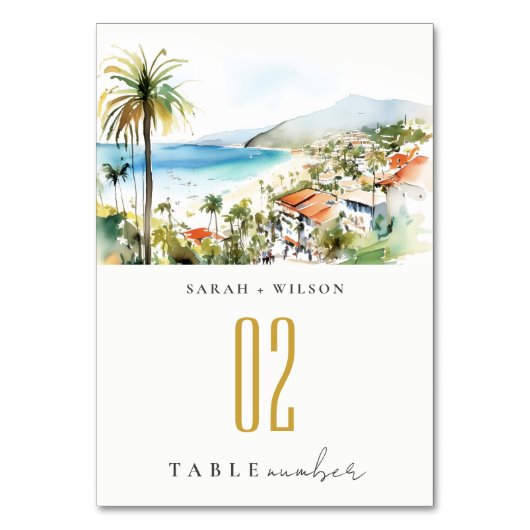Puerto Vallarta Mexico Watercolor scape Wedding Kaart (Voorkant)