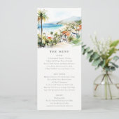 Puerto Vallarta Mexico Watercolor Wedding Menu Kaart (Staand voorkant)