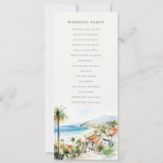 Puerto Vallarta Mexico Watercolor Wedding Program Kaart (Achterkant)