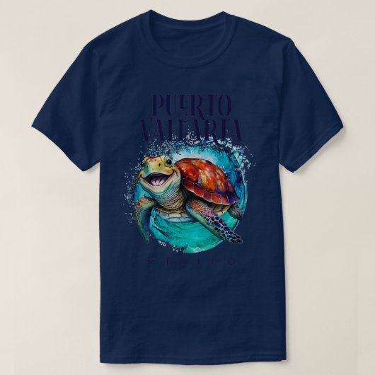 Puerto Vallarta Mexico Waterverf Happy Zee Turtle T-shirt (Design voorkant)