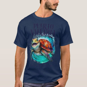 Puerto Vallarta Mexico Waterverf Happy Zee Turtle T-shirt