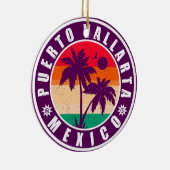 Puerto Vallarta Palm Tree Retro 80's Mexicaanse Pl Keramisch Ornament (Rechts)