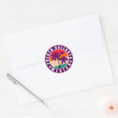 Puerto Vallarta Palm Tree Retro Souvenir 80s Ronde Sticker (Envelop)