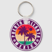 Puerto Vallarta Palm Tree Retro Souvenir 80s Sleutelhanger (Voorkant)