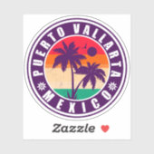 Puerto Vallarta Palm Tree Retro Souvenir 80s Sticker (Vel)