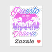 Puerto Vallarta Retro Sunset 80s Palmbomen Sticker (Vel)
