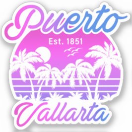 Puerto Vallarta Retro Sunset 80s Palmbomen Sticker
