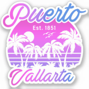 Puerto Vallarta Retro Sunset 80s Palmbomen Sticker