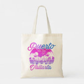 Puerto Vallarta Retro Sunset 80s Palmbomen Tote Bag (Achterkant)