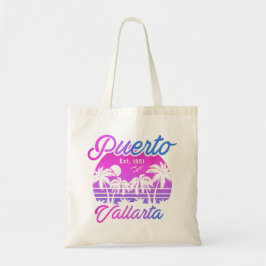 Puerto Vallarta Retro Sunset 80s Palmbomen Tote Bag