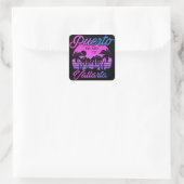 Puerto Vallarta Retro Sunset 80s Palmbomen Vierkante Sticker (Tas)