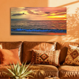 Puerto Vallarta Sunset Oceaanstrand 1577 Kunst Canvas Afdruk