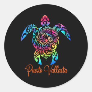 Puerto Vallarta Zee Turtle familie vakantie zomer Ronde Sticker