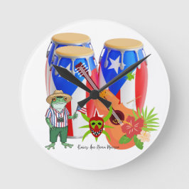 Puertoricaanse culturele kunst voor thuisdecoratie ronde klok