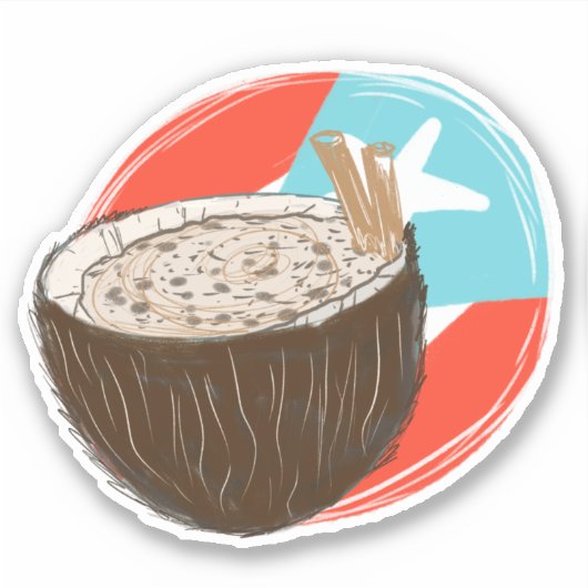 Puertorico Coconut Spaans hand Drawn Sticker (Voorkant)