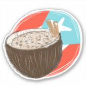 Puertorico Kokos Spaans Handgetekend Sticker (Voorkant)