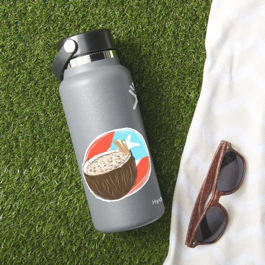 Puertorico Kokos Spaans Handgetekend Sticker (HydroFlask Insitu)