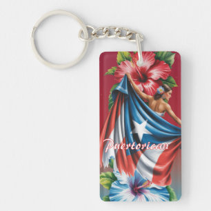 Puertorico Meisjesachtig Eiland Hibiscus Sleutelhanger