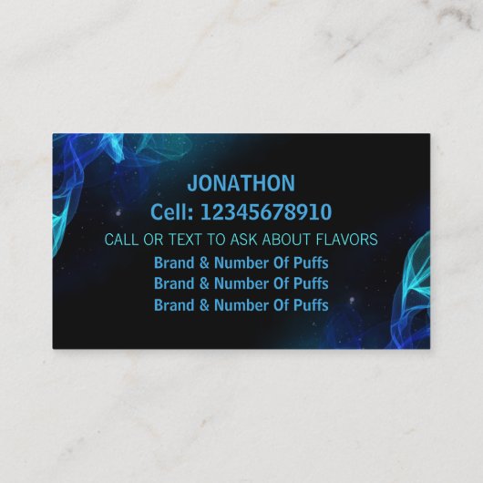 Puff Bar Vape Blue en Black Visitekaartje (Achterkant)