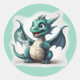Puff de kleine magische draak ronde sticker