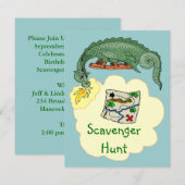 Puff Dragon & Scavenger Hunt Map Uitnodigingen (Voorkant / Achterkant)