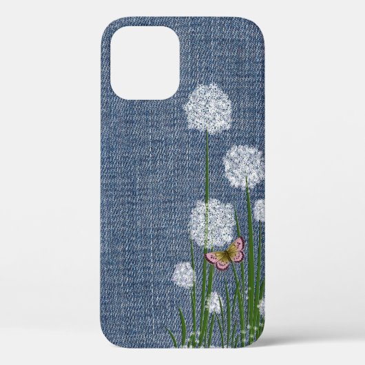 Puff Flowers op Denim Case-Mate iPhone Case (Achterkant)