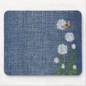 Puff Flowers op Denim Muismat (Voorkant)