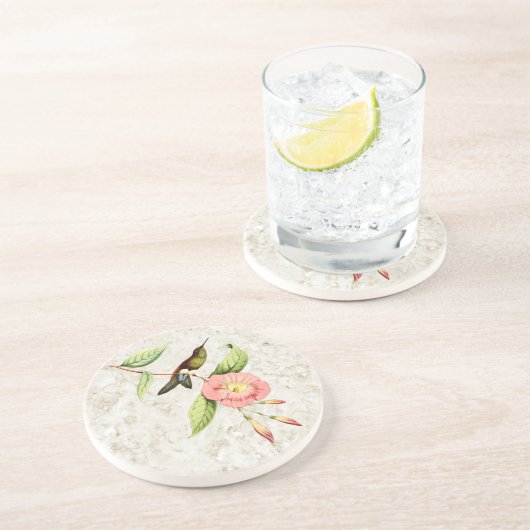 Puff Leg Hummingbird Sandstone Onderzetter (Zijkant)