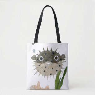 Puffer, blaasvis, vis, Zee creatie Tote Bag