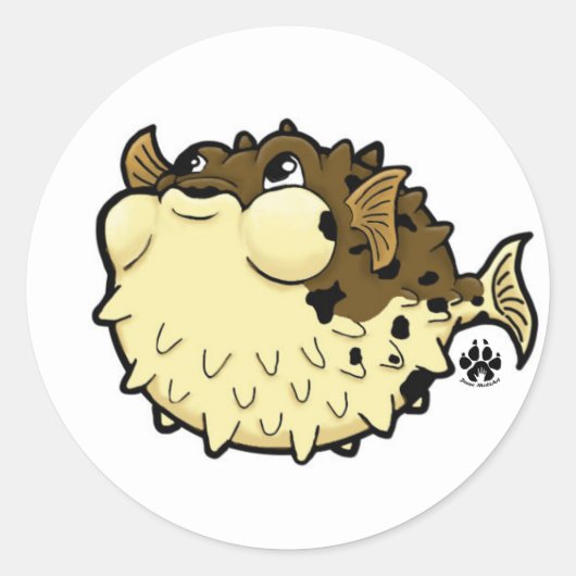 Puffer Fish Classic Ronde Sticker (Voorkant)